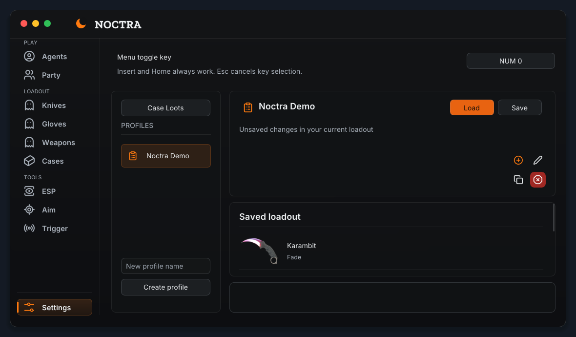 Profiles & settings