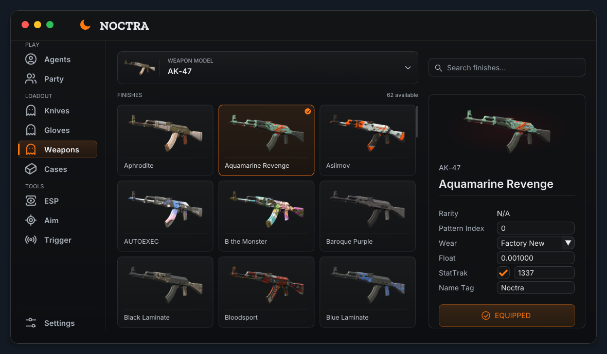 Weapon finishes